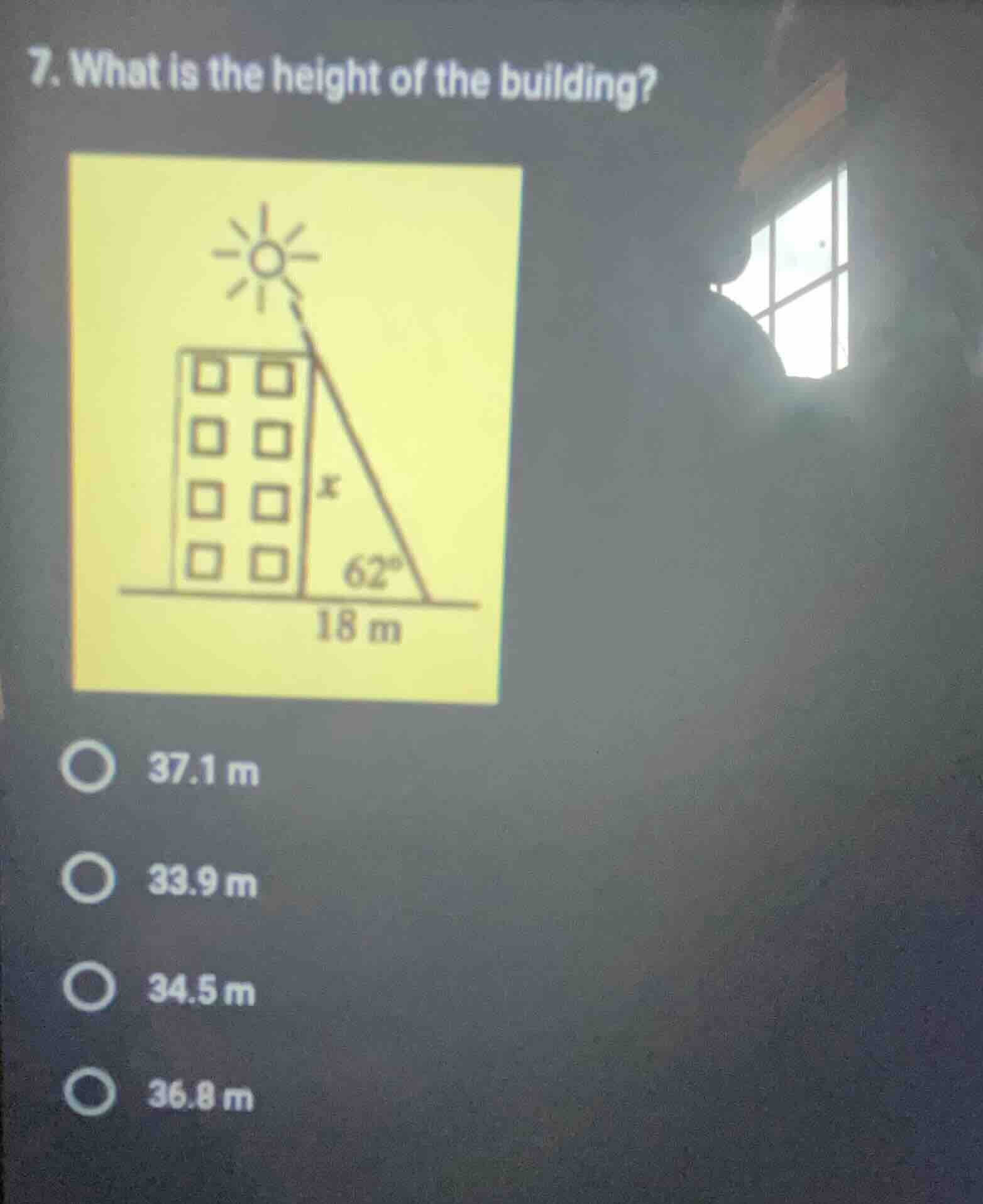 7. what is the height of the building? image of a building with a right…