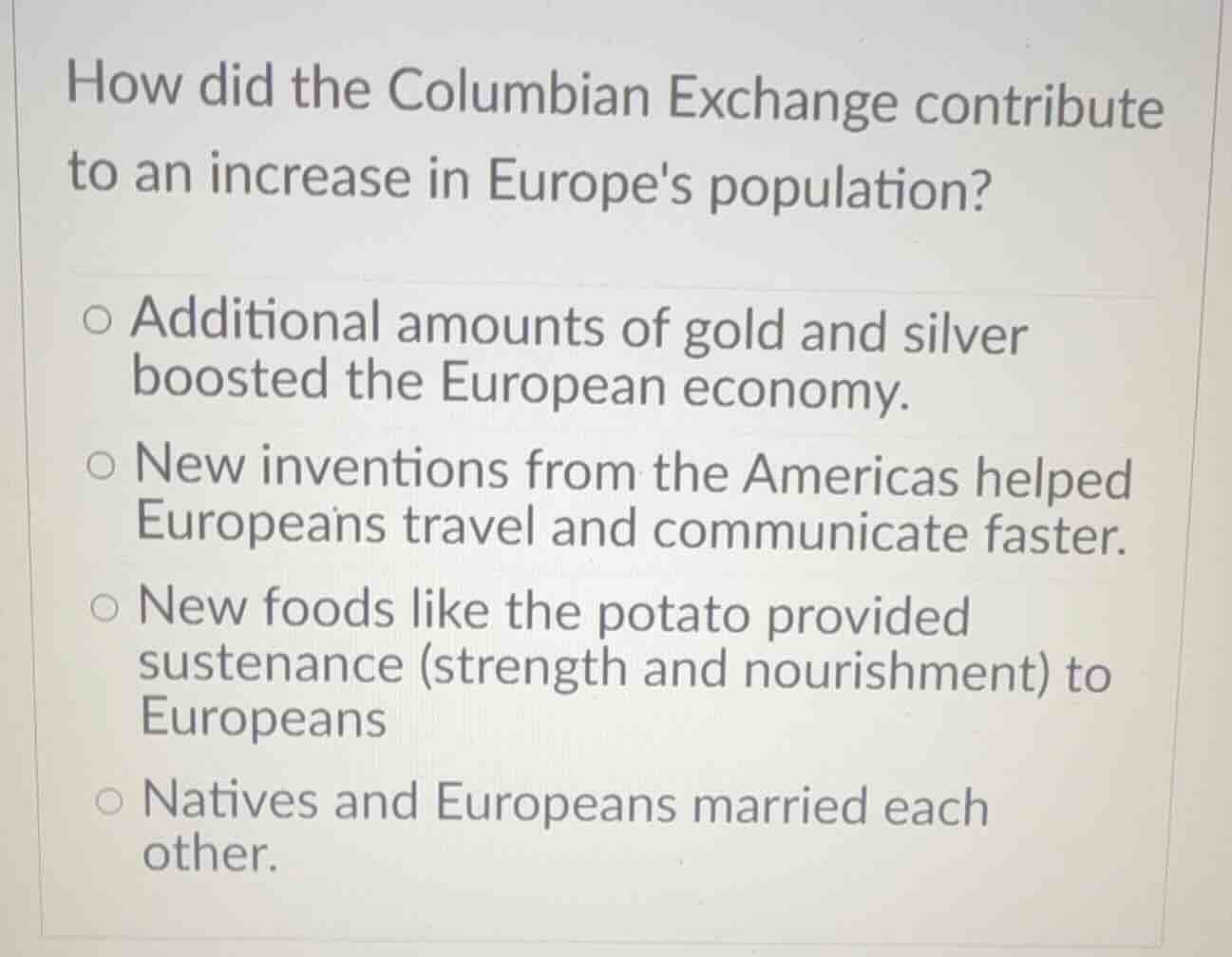 how did the columbian exchange contribute to an increase in europes pop…