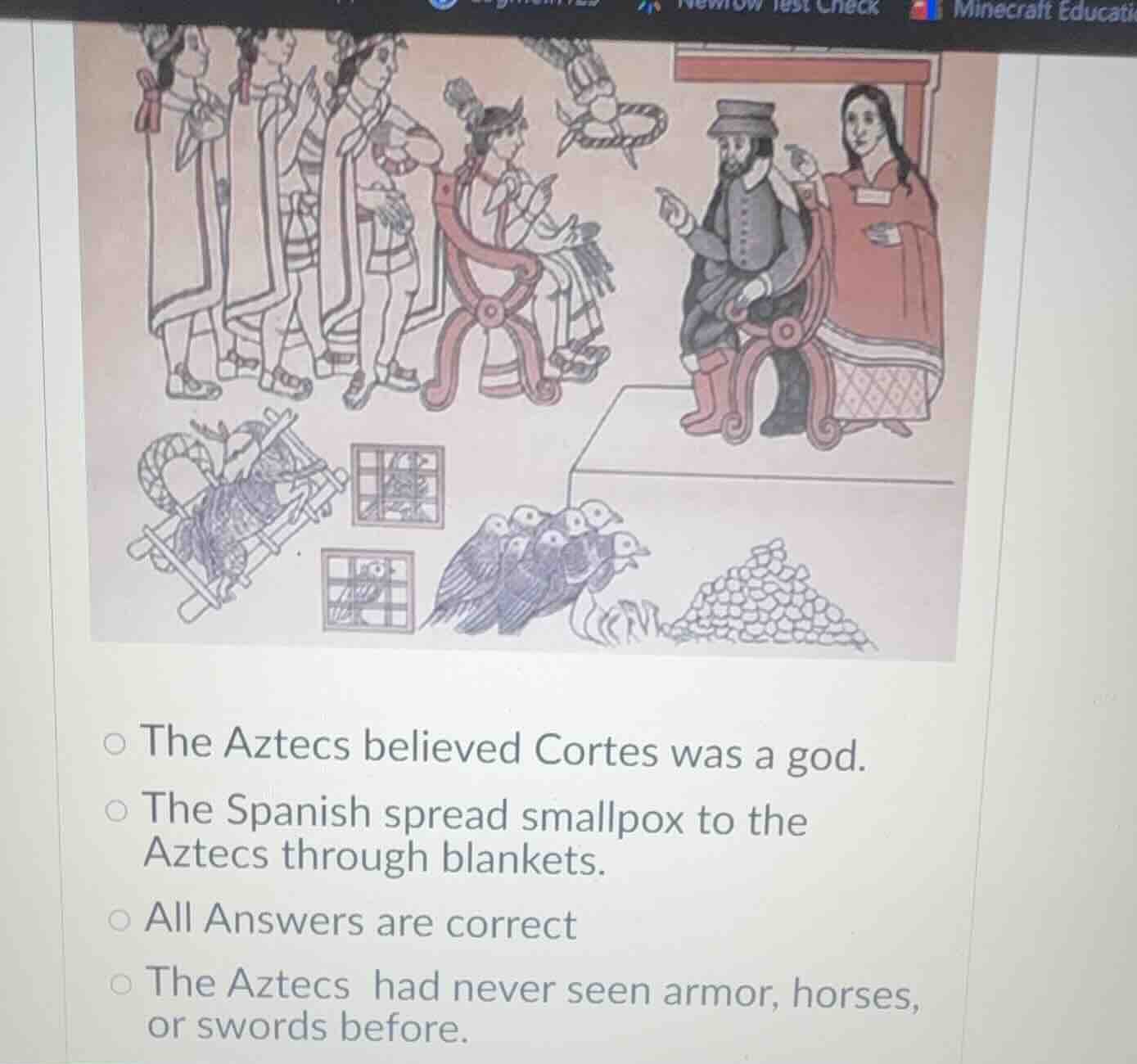 the aztecs believed cortes was a god. the spanish spread smallpox to th…