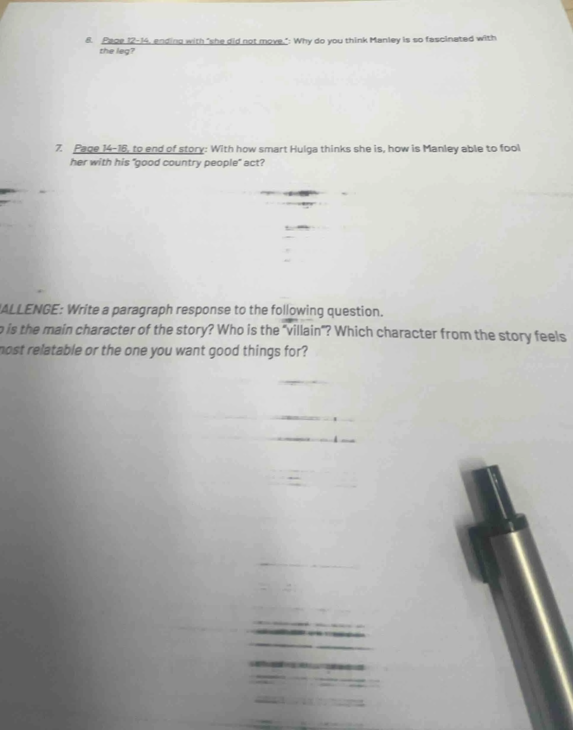 6. page 12-14, ending with she did not move.: why do you think manley i…