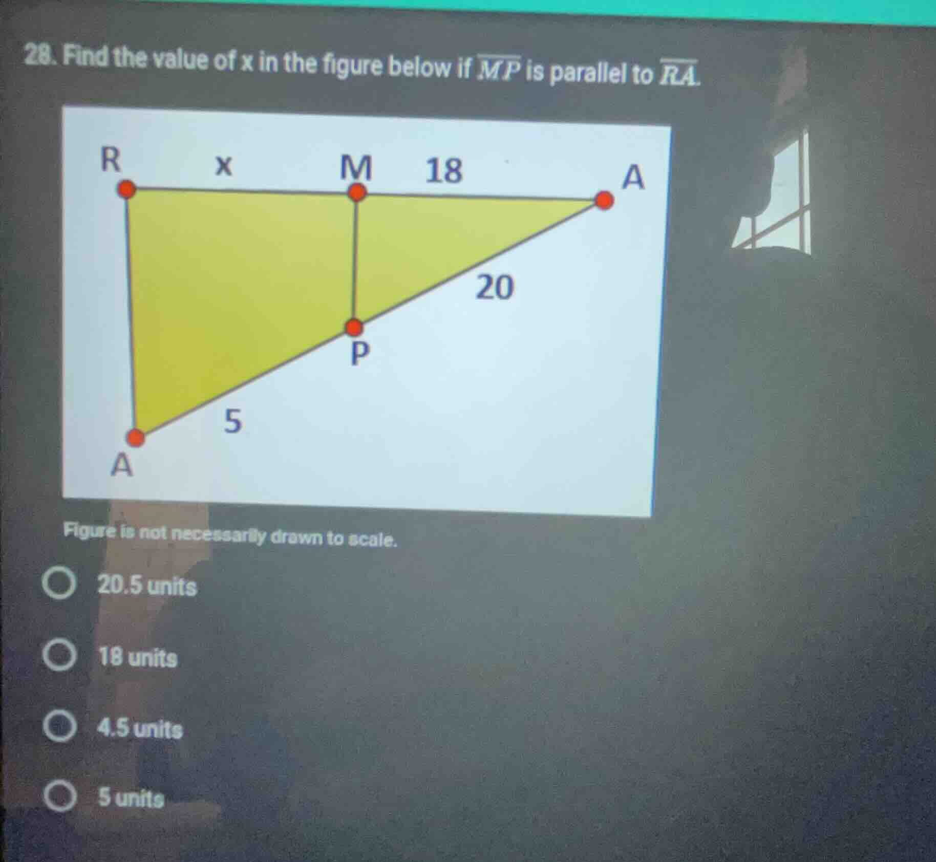 28. find the value of x in the figure below if \\(\\overline{mp}\\) is …