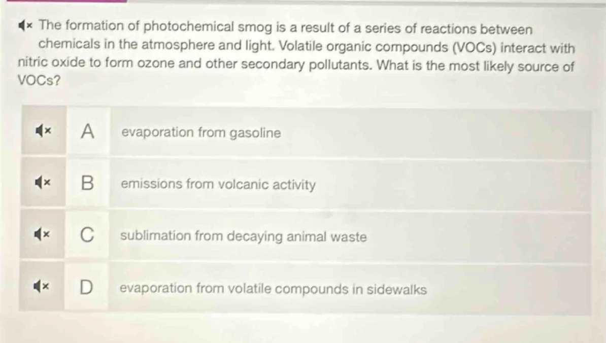 the formation of photochemical smog is a result of a series of reaction…