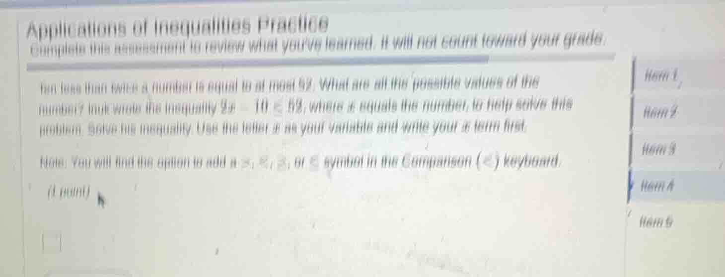 applications of inequalities practice complete this assessment to revie…