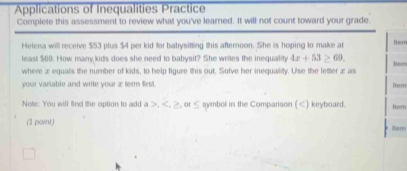 applications of inequalities practice complete this assessment to revie…