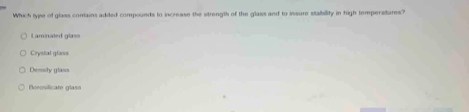 which type of glass contains added compounds to increase the strength o…