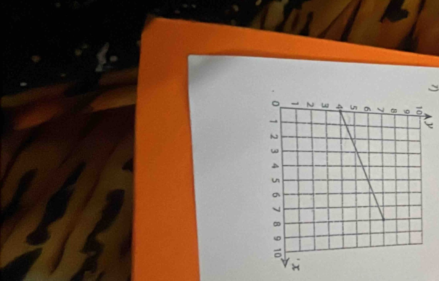 there is a coordinate grid with a line segment. the x - axis and y - ax…