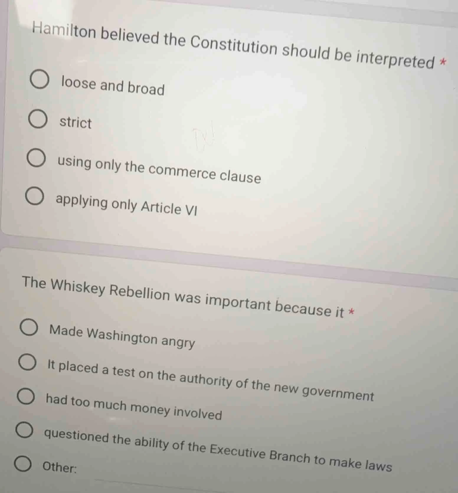 hamilton believed the constitution should be interpreted * ○ loose and …
