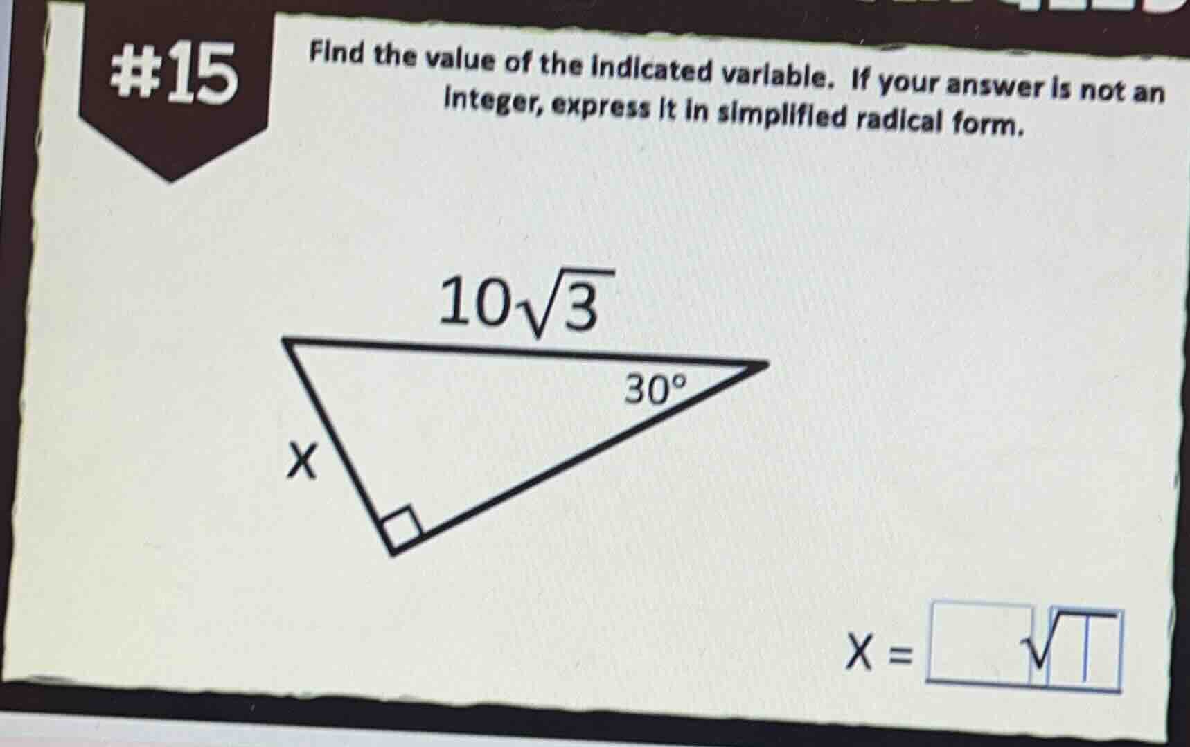 #15 find the value of the indicated variable. if your answer is not an …