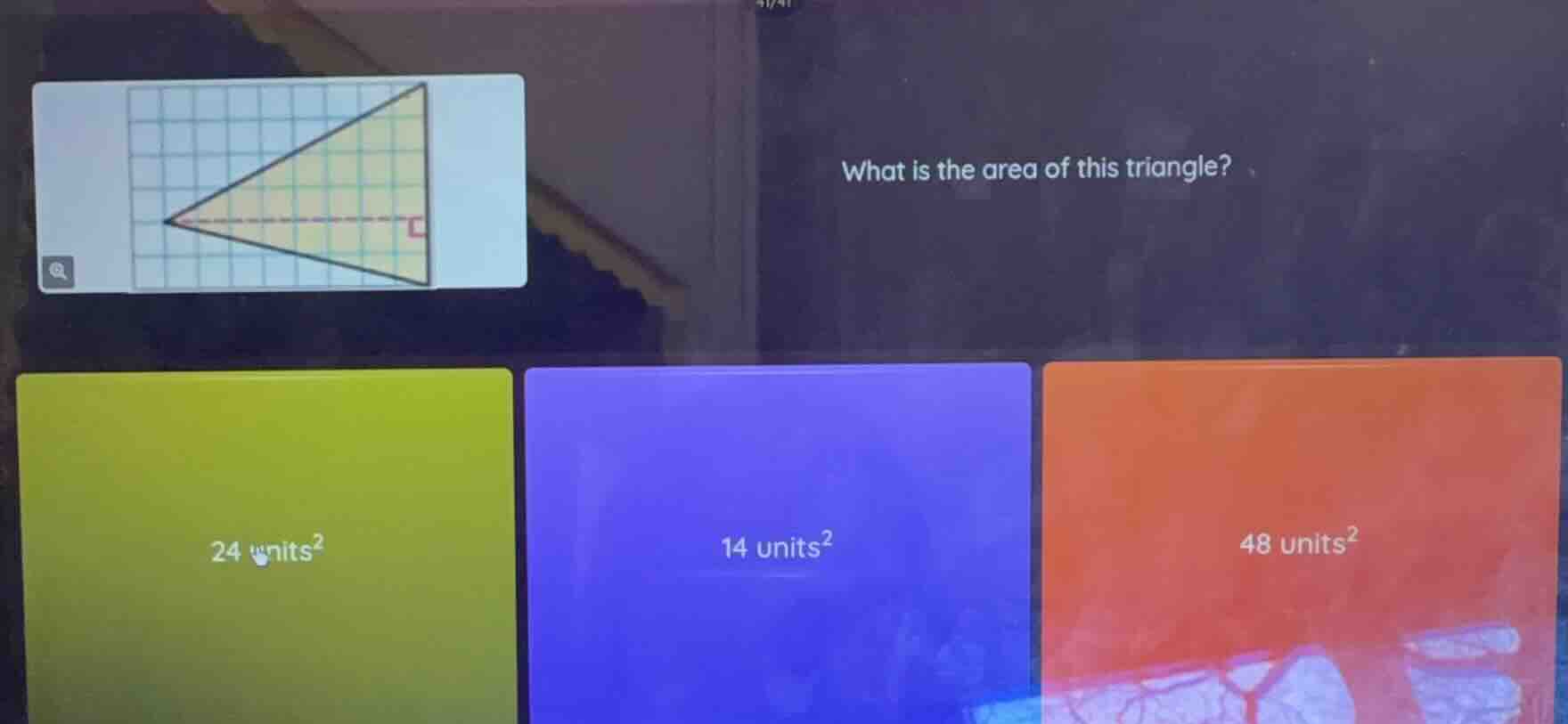 what is the area of this triangle? (with an image of a triangle on a gr…