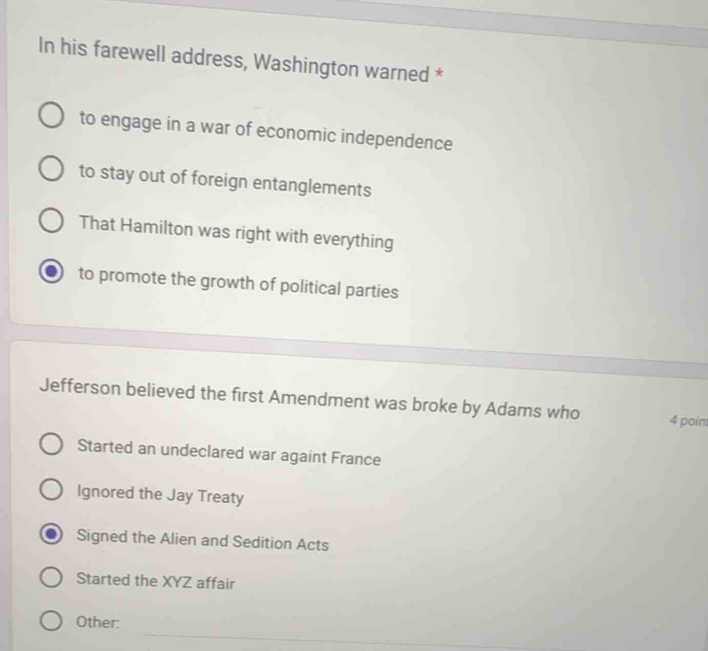 in his farewell address, washington warned * to engage in a war of econ…