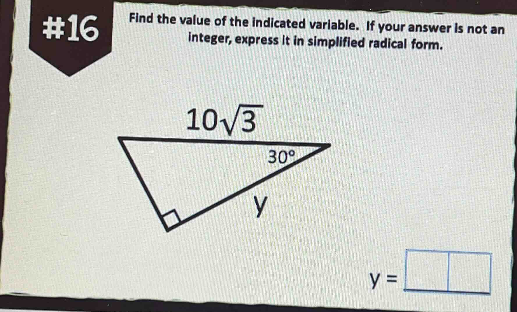 #16 find the value of the indicated variable. if your answer is not an …