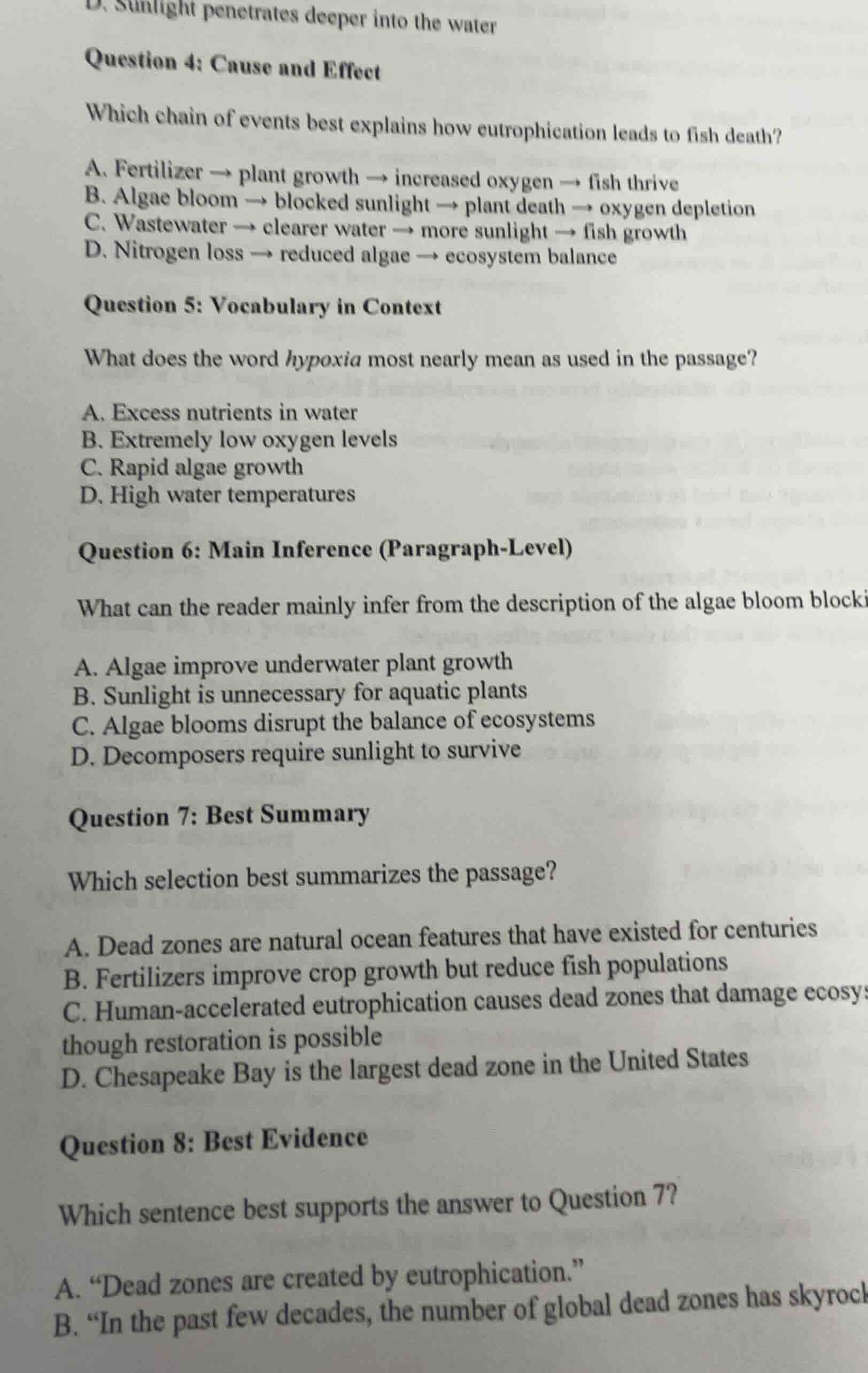 question 4: cause and effect which chain of events best explains how eu…