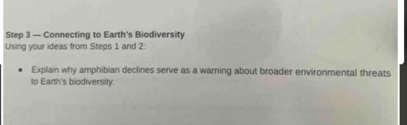 step 3 — connecting to earth’s biodiversity using your ideas from steps…