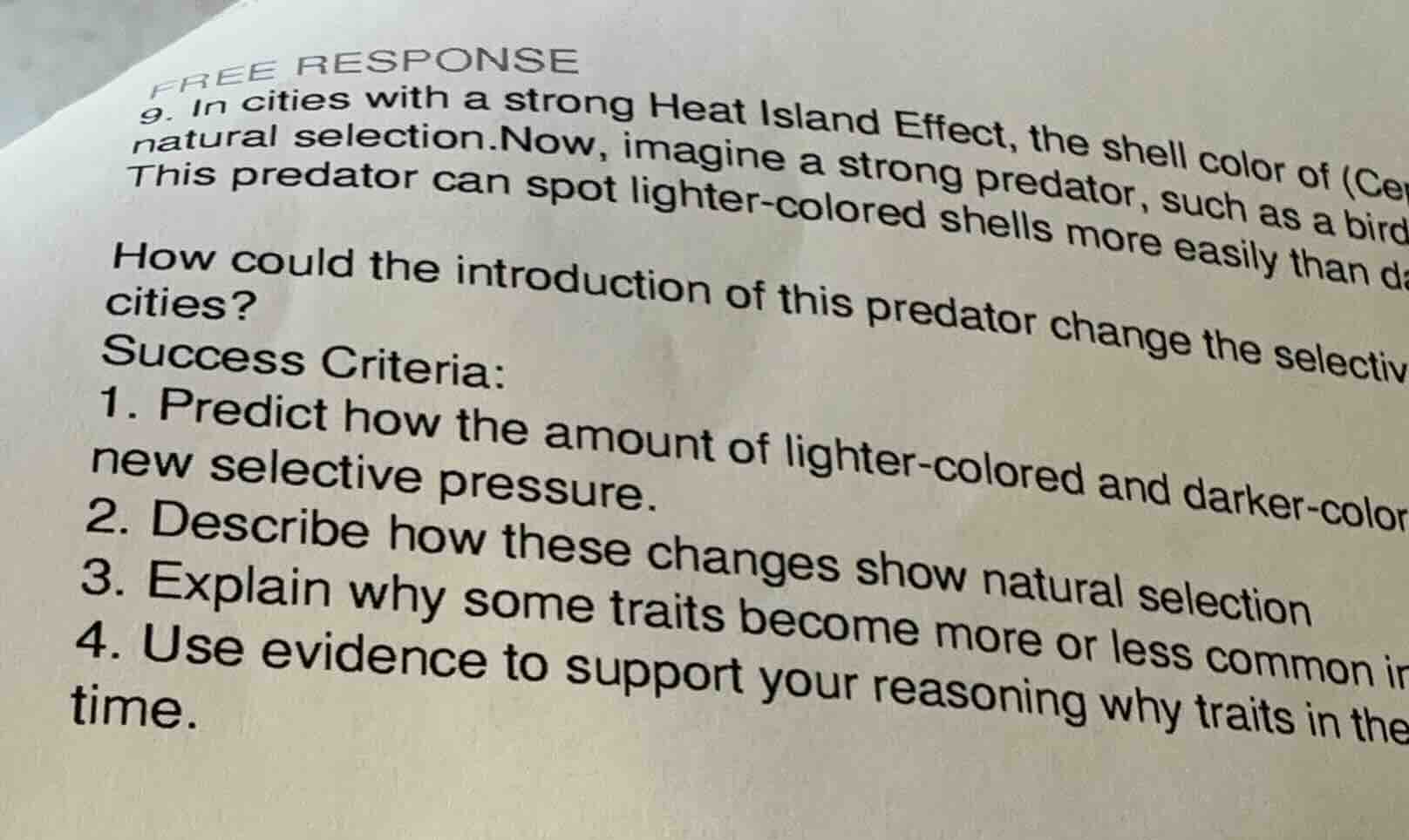 free response 9. in cities with a strong heat island effect, the shell …