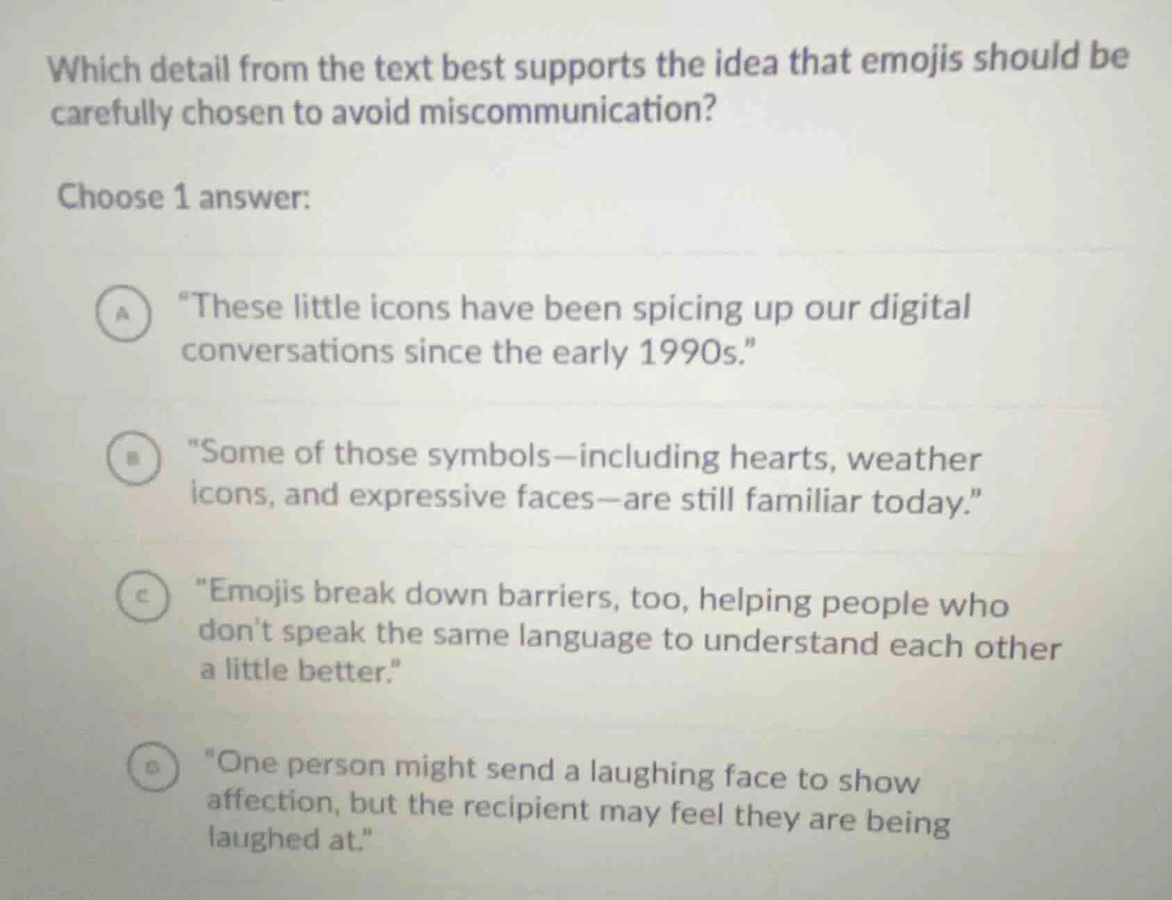 which detail from the text best supports the idea that emojis should be…