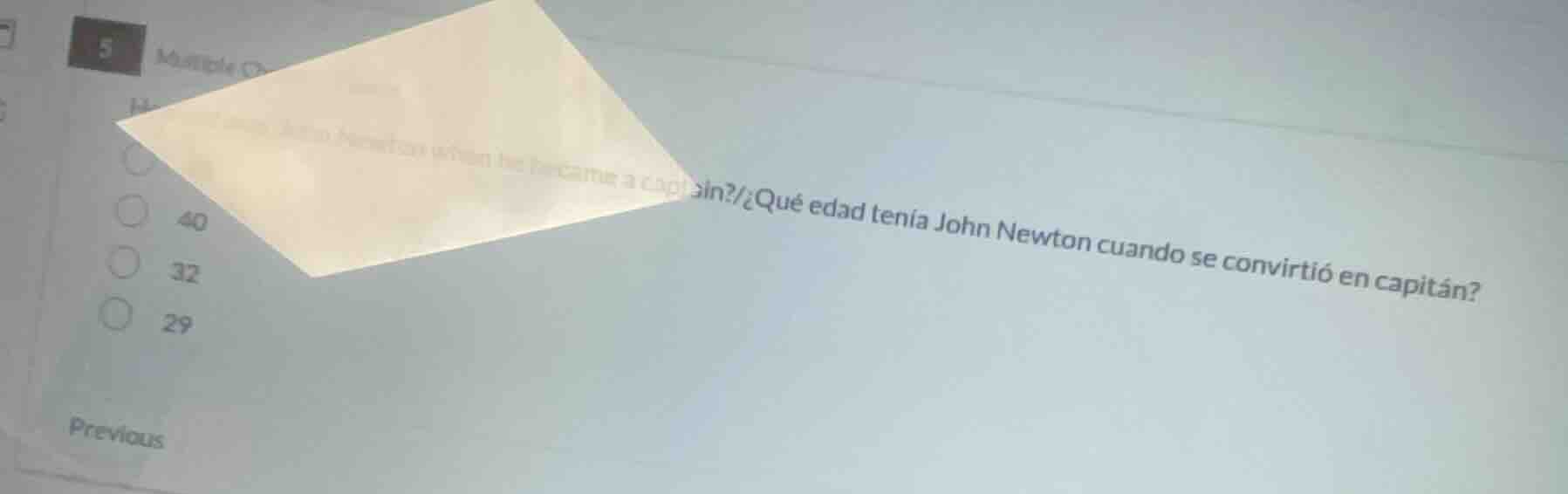 5 multiple choice ¿qué edad tenía john newton cuando se convirtió en ca…