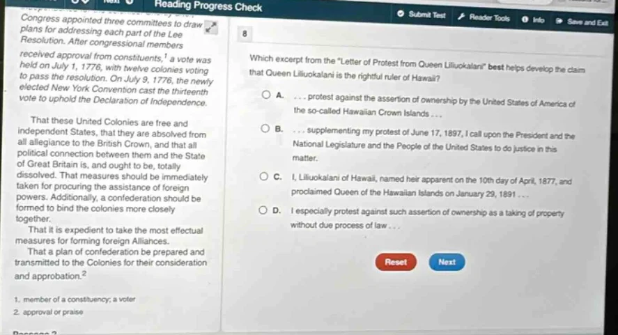 reading progress check congress appointed three committees to draw plan…