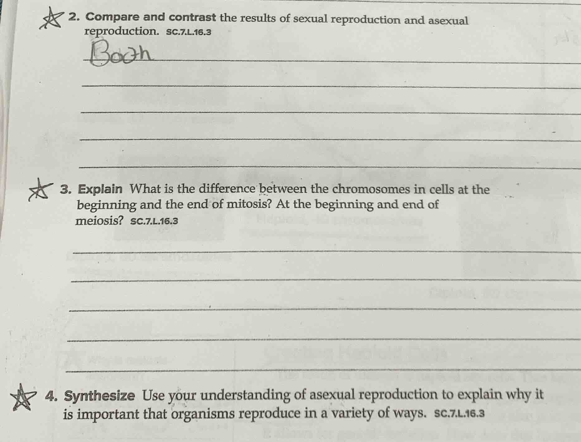 2. compare and contrast the results of sexual reproduction and asexual …