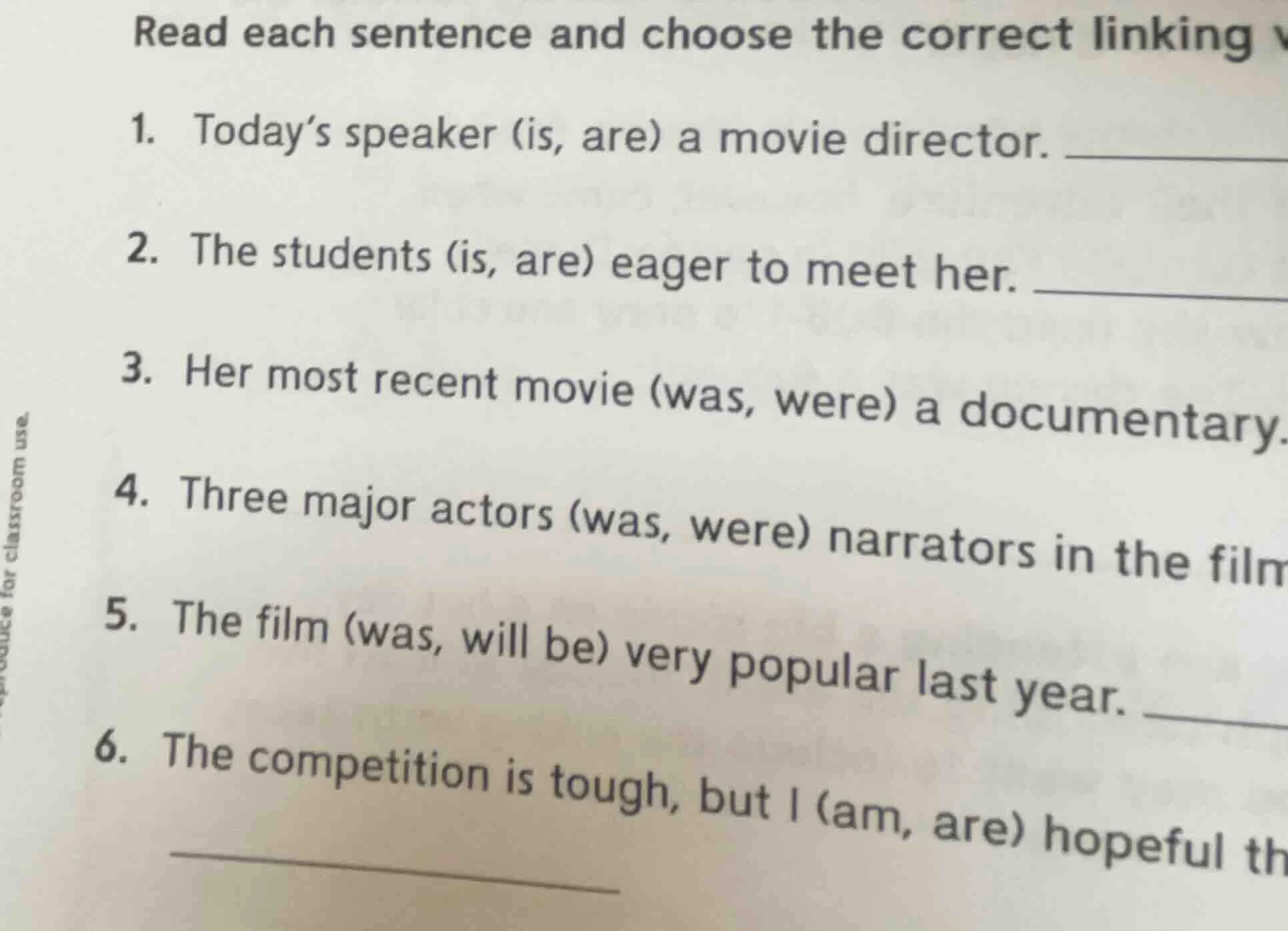 read each sentence and choose the correct linking 1. today’s speaker (i…