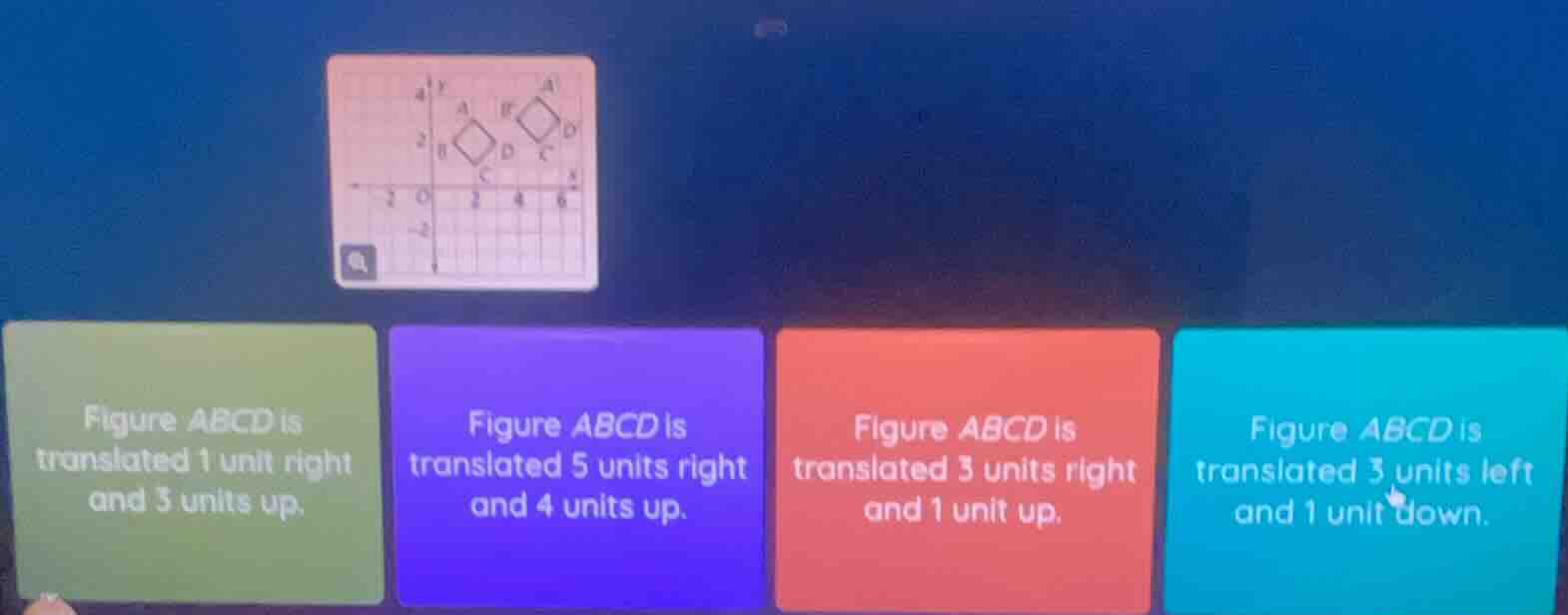 figure abcd is translated 1 unit right and 5 units up. figure abcd is t…