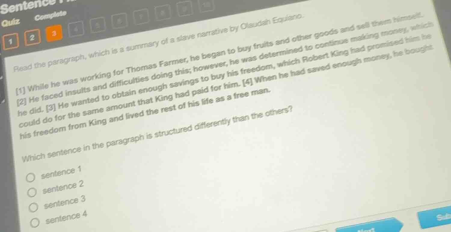 quiz complete read the paragraph, which is a summary of a slave narrati…