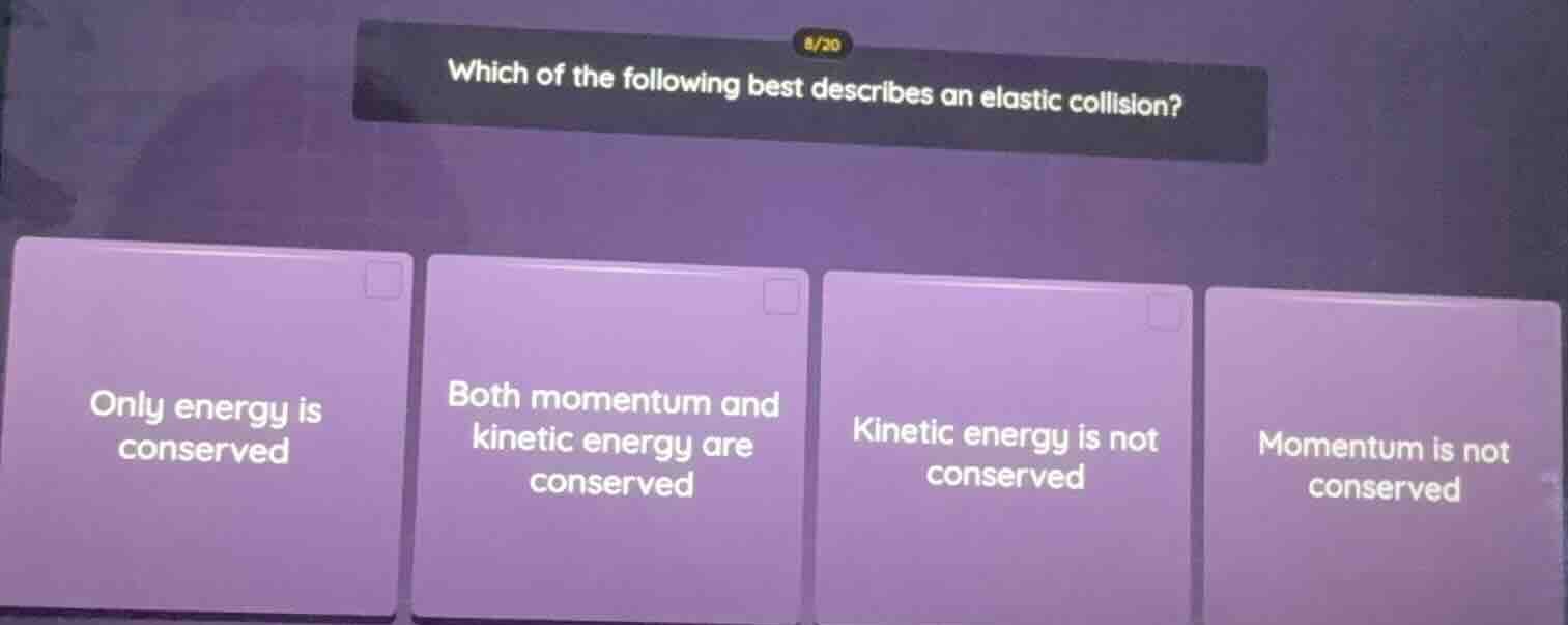 which of the following best describes an elastic collision? only energy…