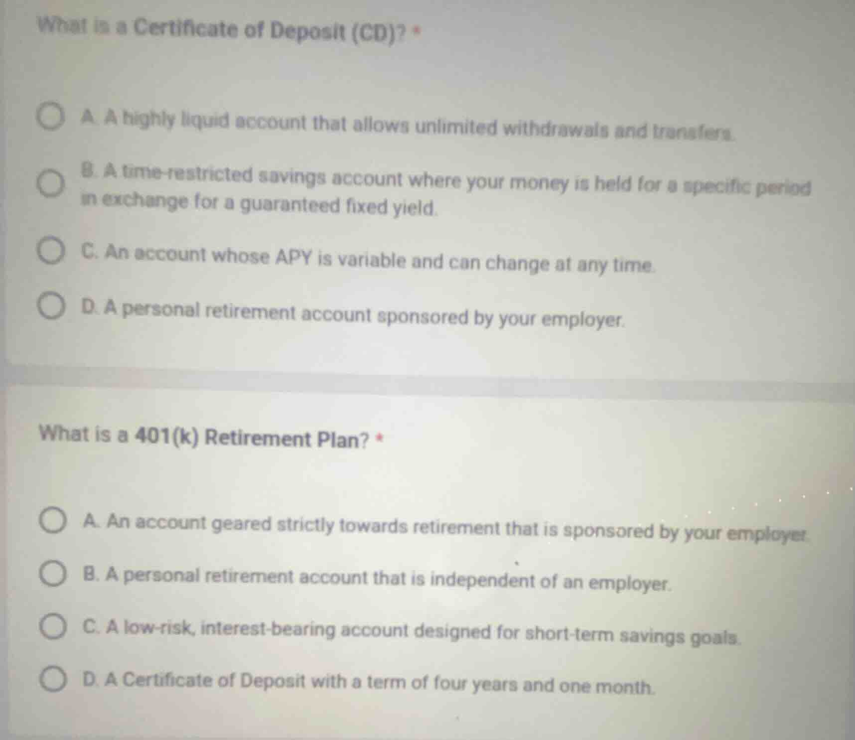 what is a certificate of deposit (cd)? * a. a highly liquid account tha…