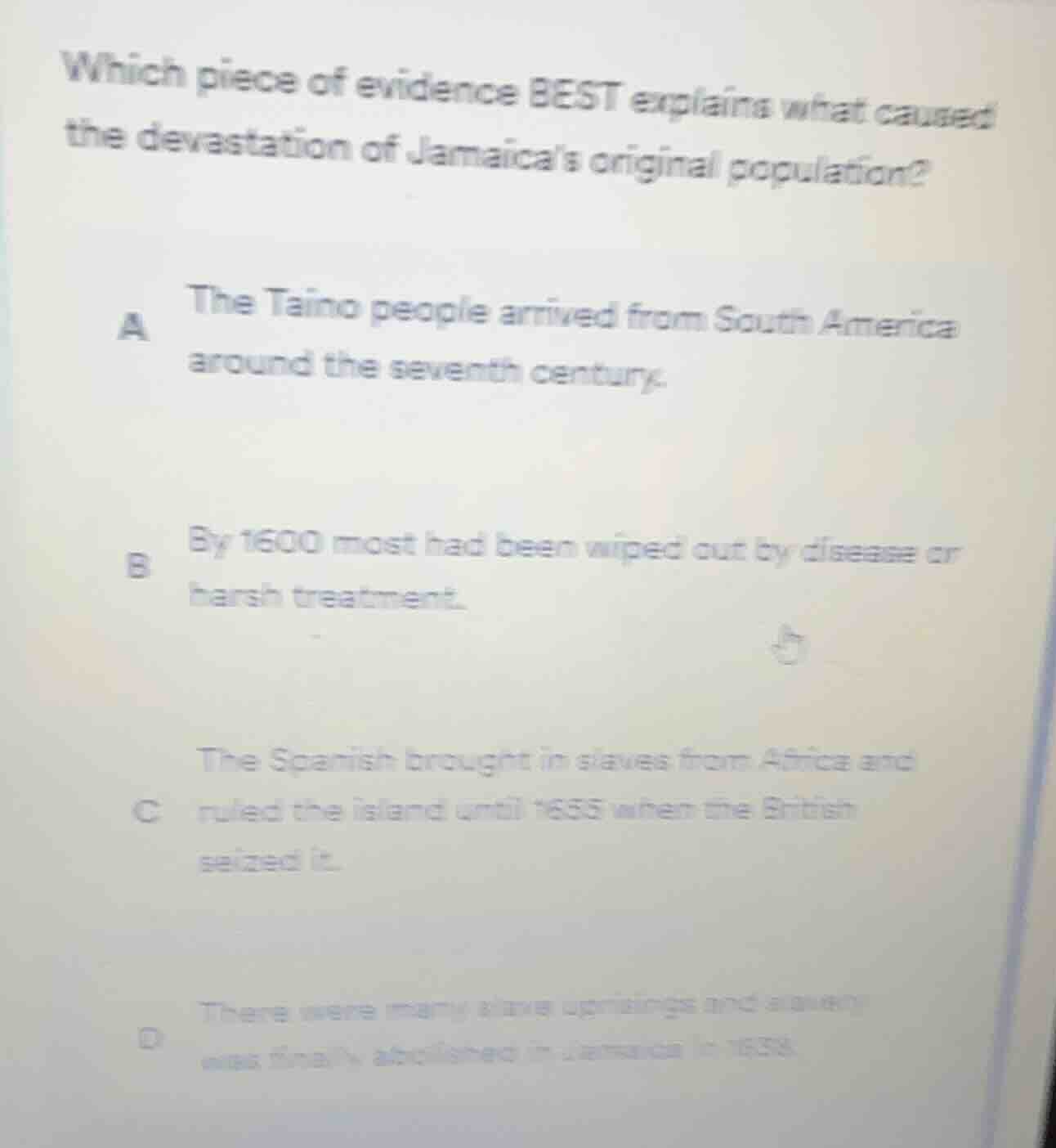 which piece of evidence best explains what caused the devastation of ja…