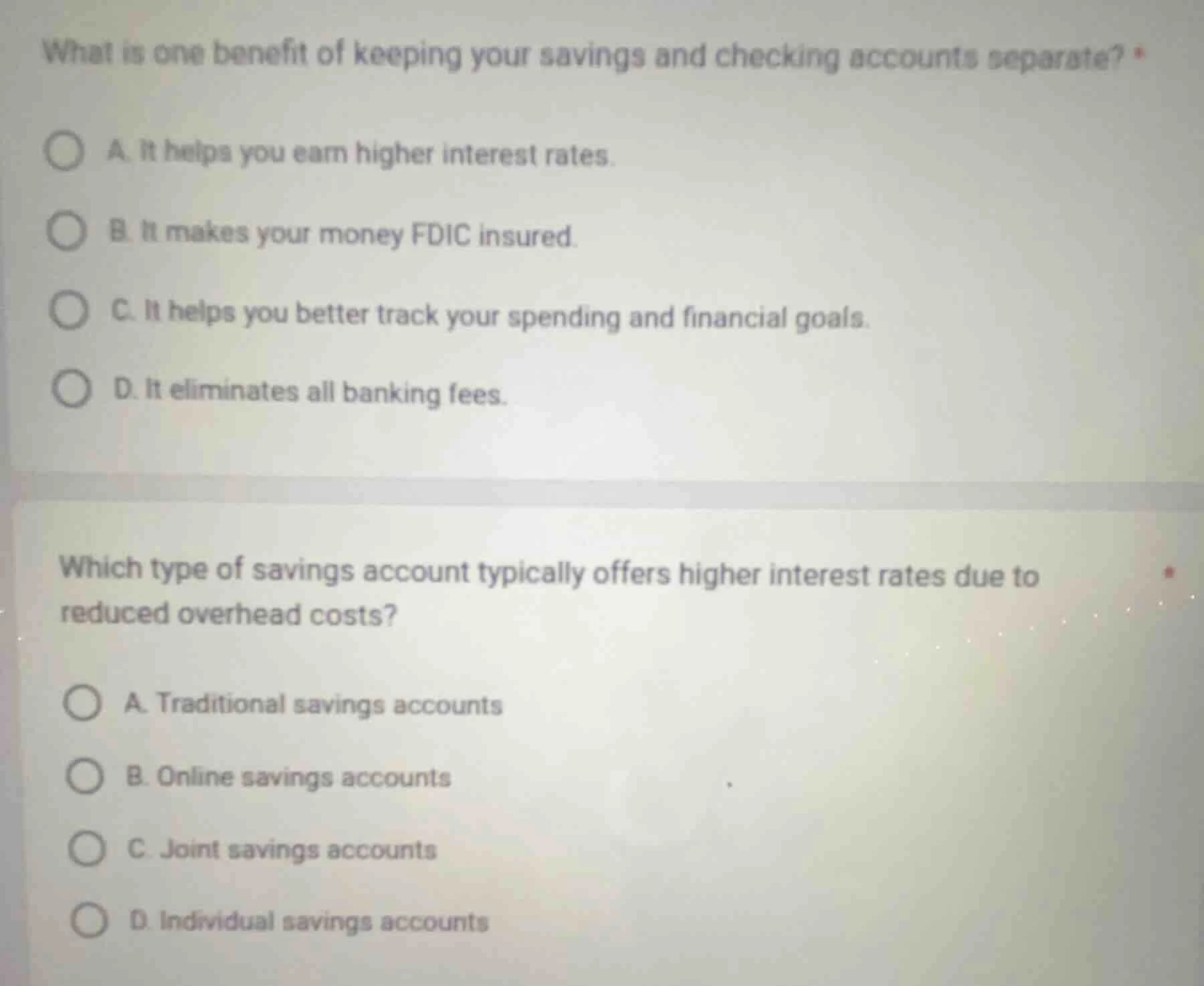 what is one benefit of keeping your savings and checking accounts separ…