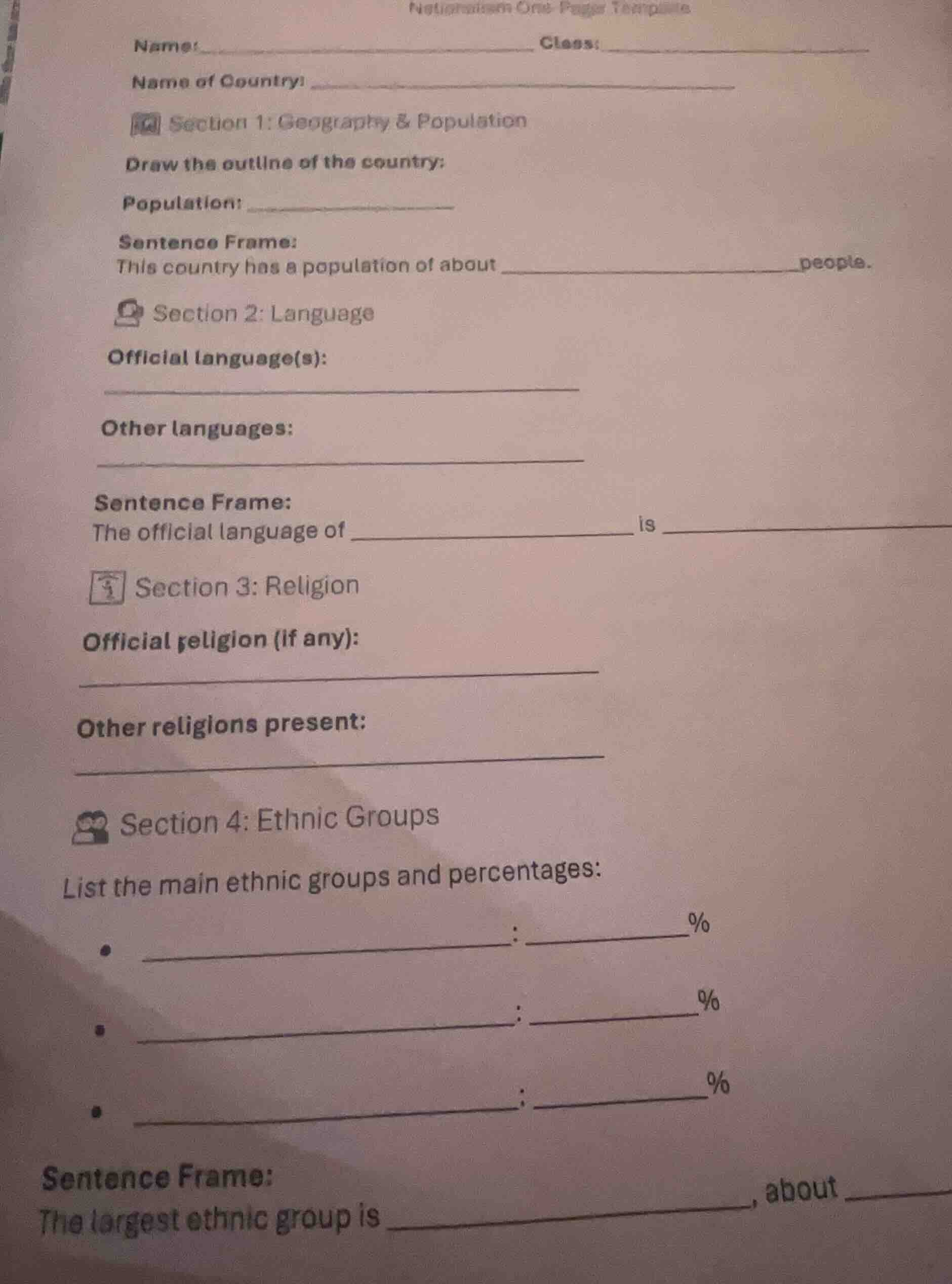 nationalism one pager template name: ___________________________ class:…