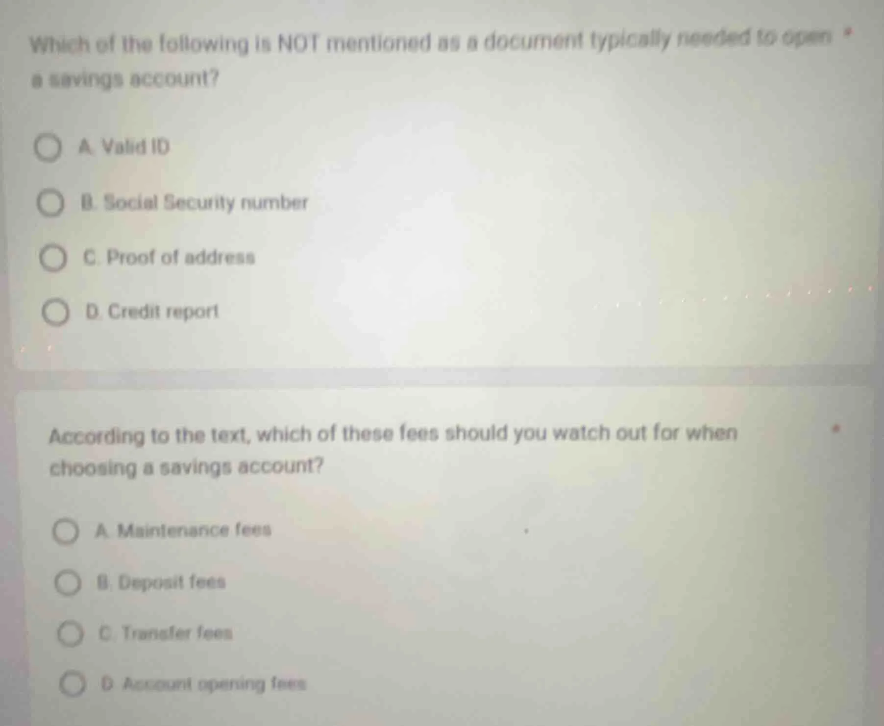 which of the following is not mentioned as a document typically needed …