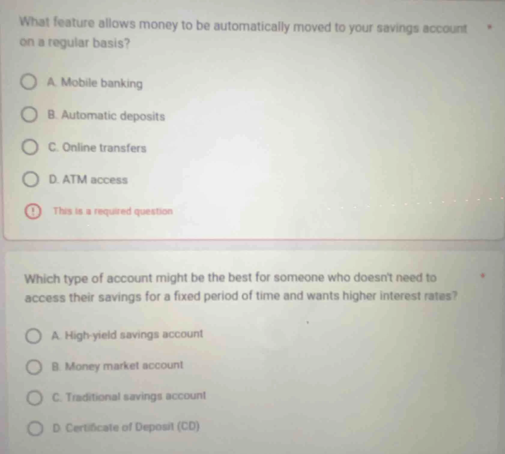 what feature allows money to be automatically moved to your savings acc…