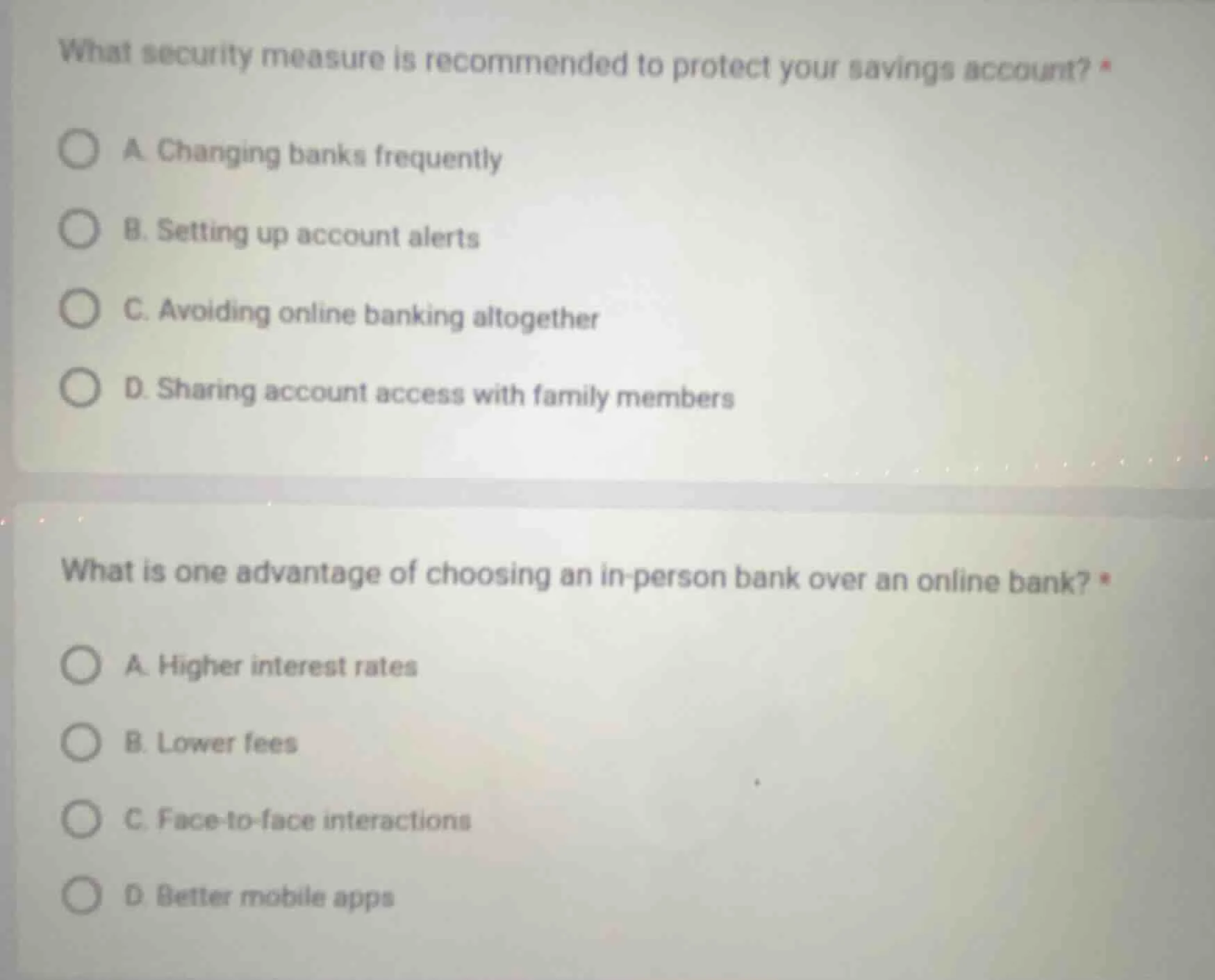 what security measure is recommended to protect your savings account? *…