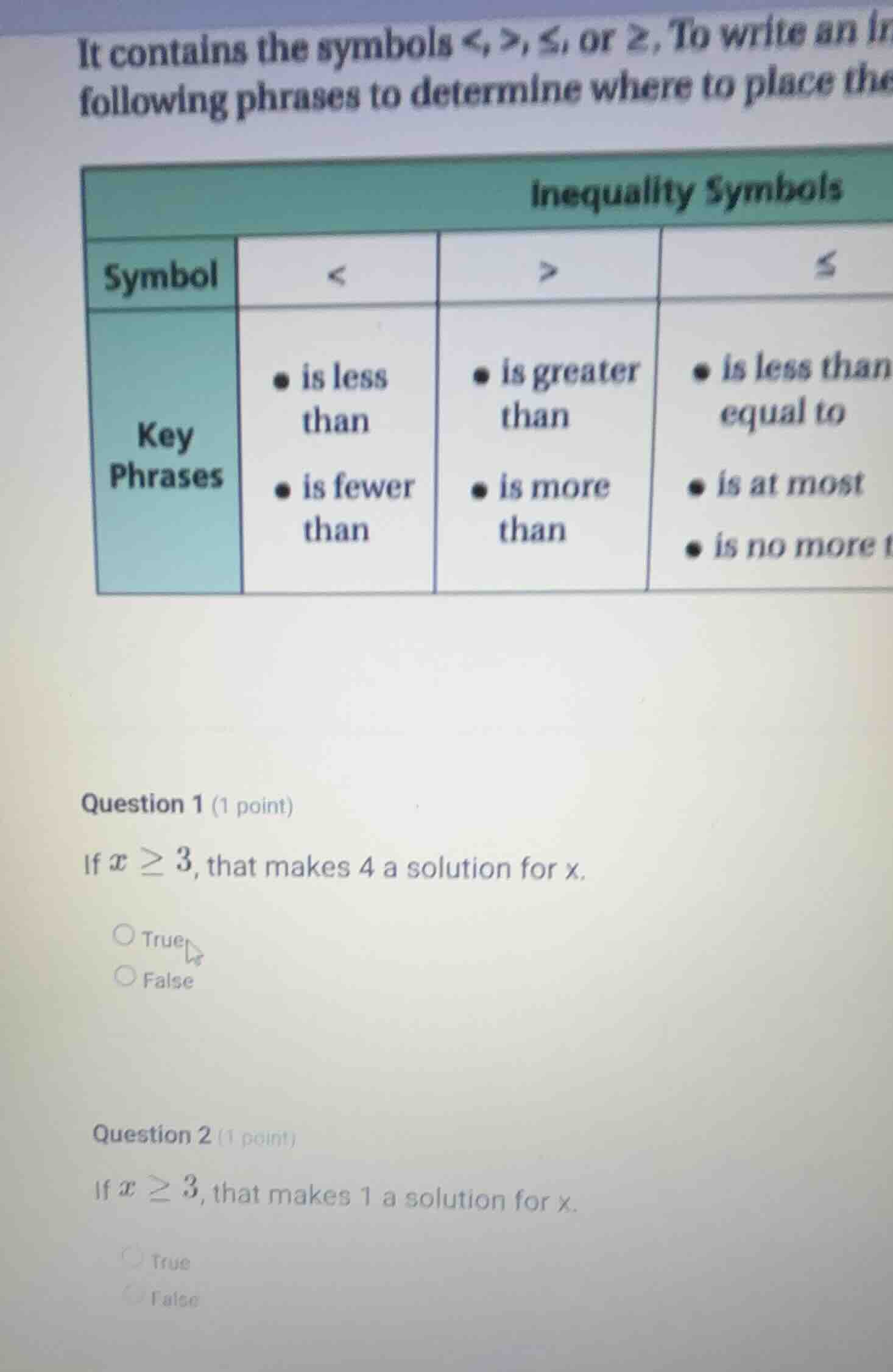 it contains the symbols <, >, ≤, or ≥. to write an in following phrases…