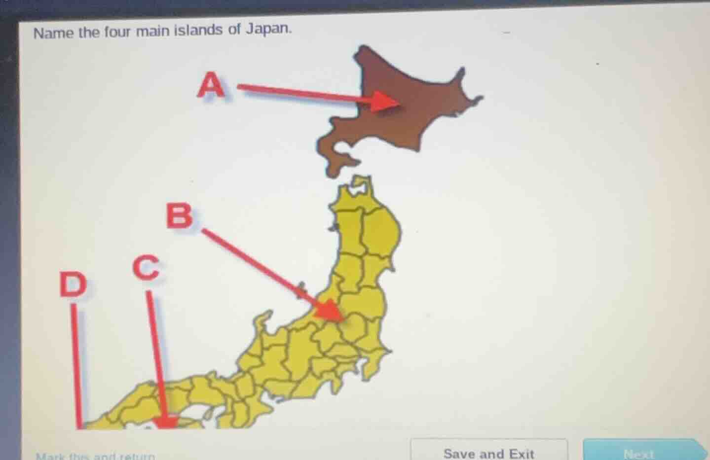 name the four main islands of japan.