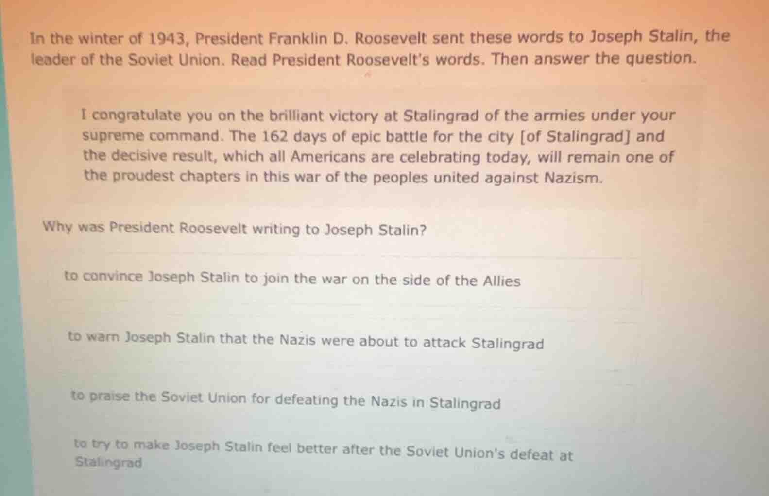 in the winter of 1943, president franklin d. roosevelt sent these words…