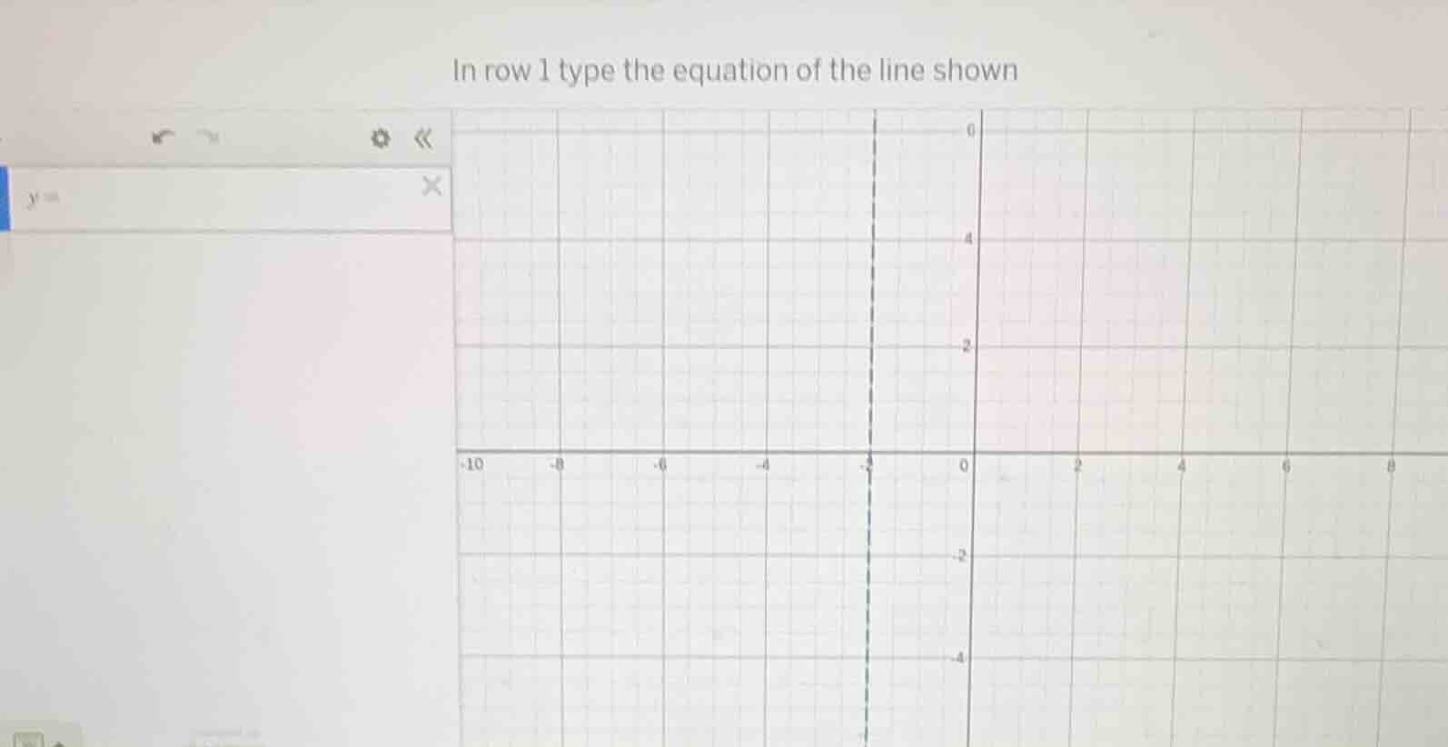 in row 1 type the equation of the line shown