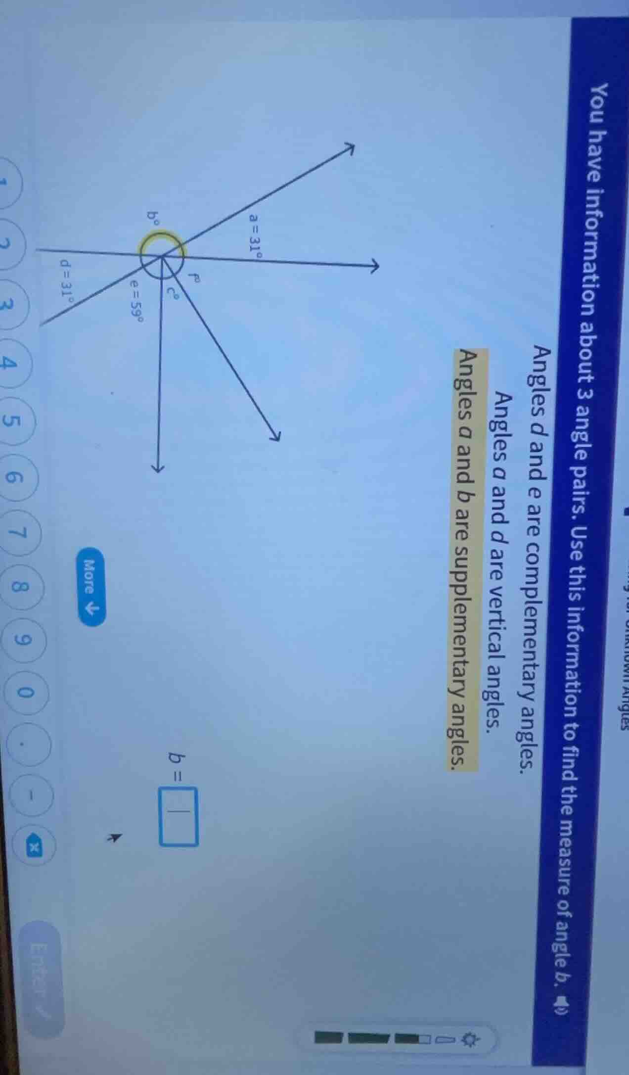 you have information about 3 angle pairs. use this information to find …