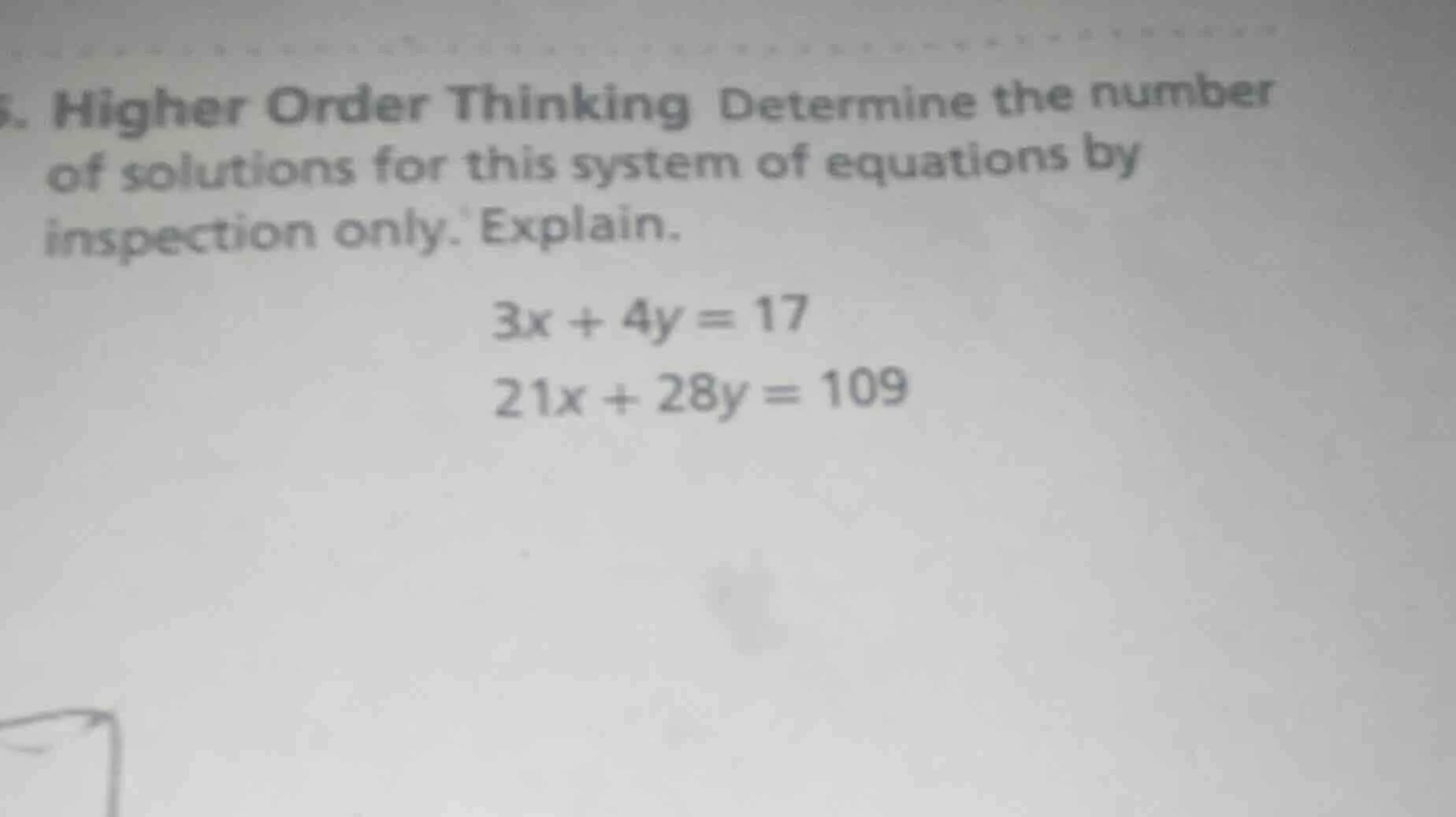 5. higher order thinking determine the number of solutions for this sys…