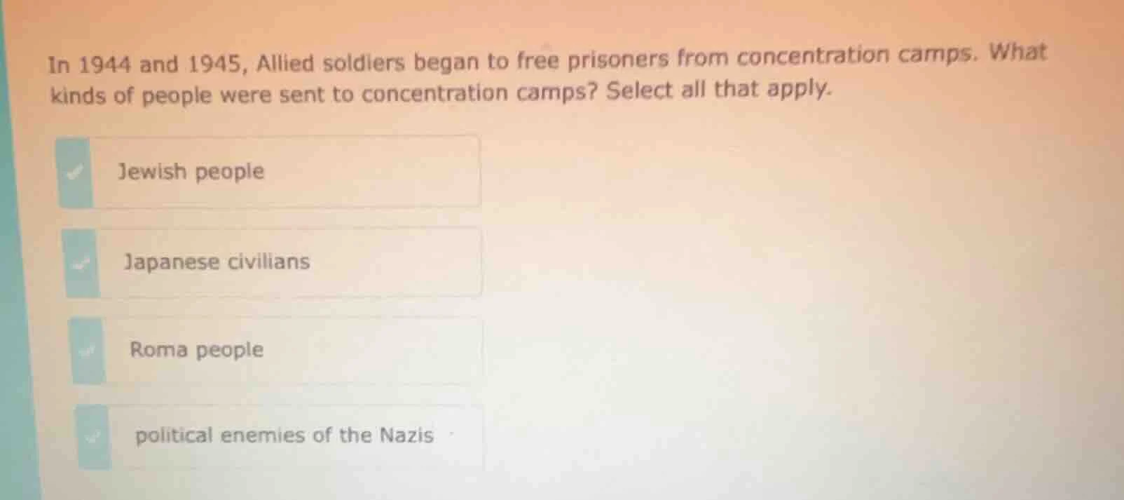 in 1944 and 1945, allied soldiers began to free prisoners from concentr…