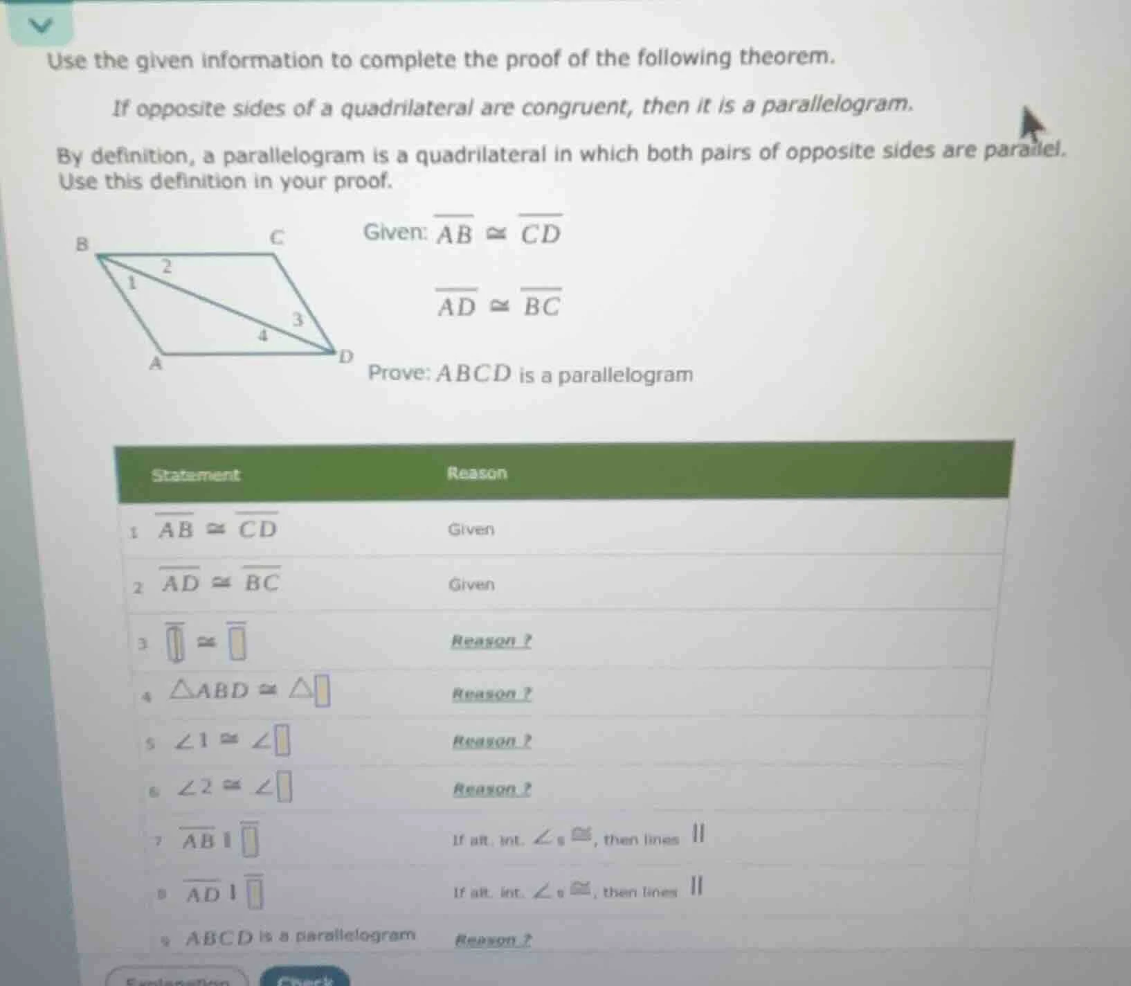 use the given information to complete the proof of the following theore…