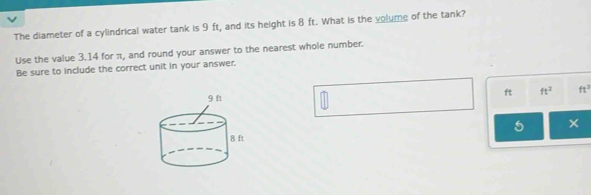 the diameter of a cylindrical water tank is 9 ft, and its height is 8 f…