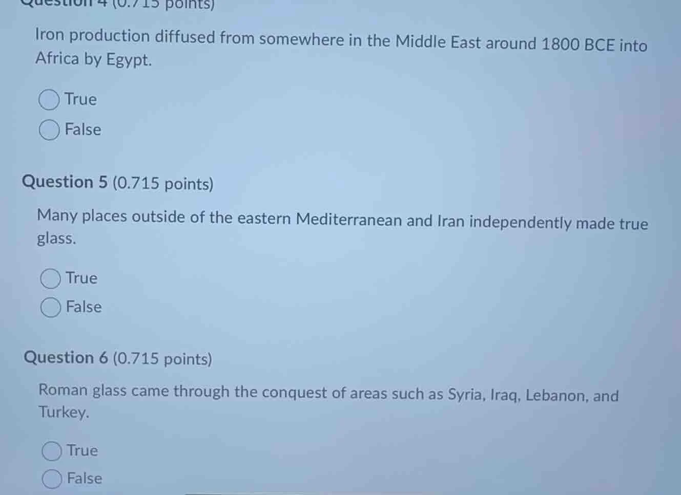 question 4 (0.715 points) iron production diffused from somewhere in th…