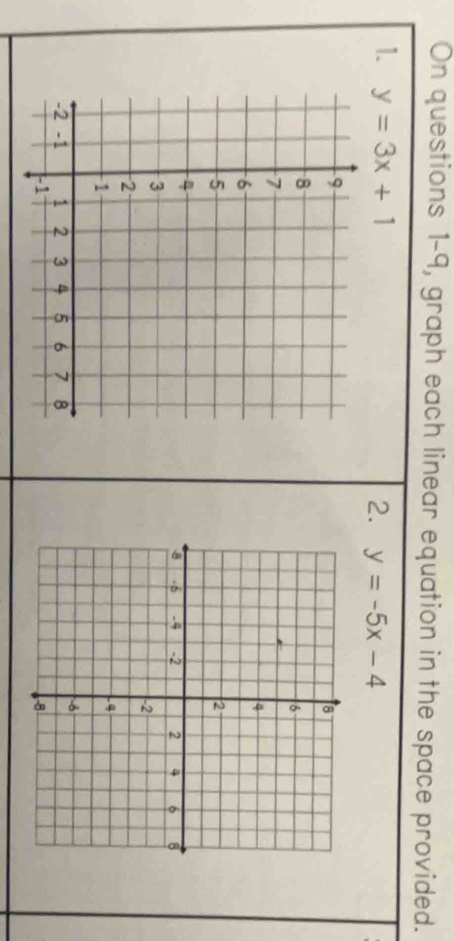 on questions 1 - 9, graph each linear equation in the space provided. 1…