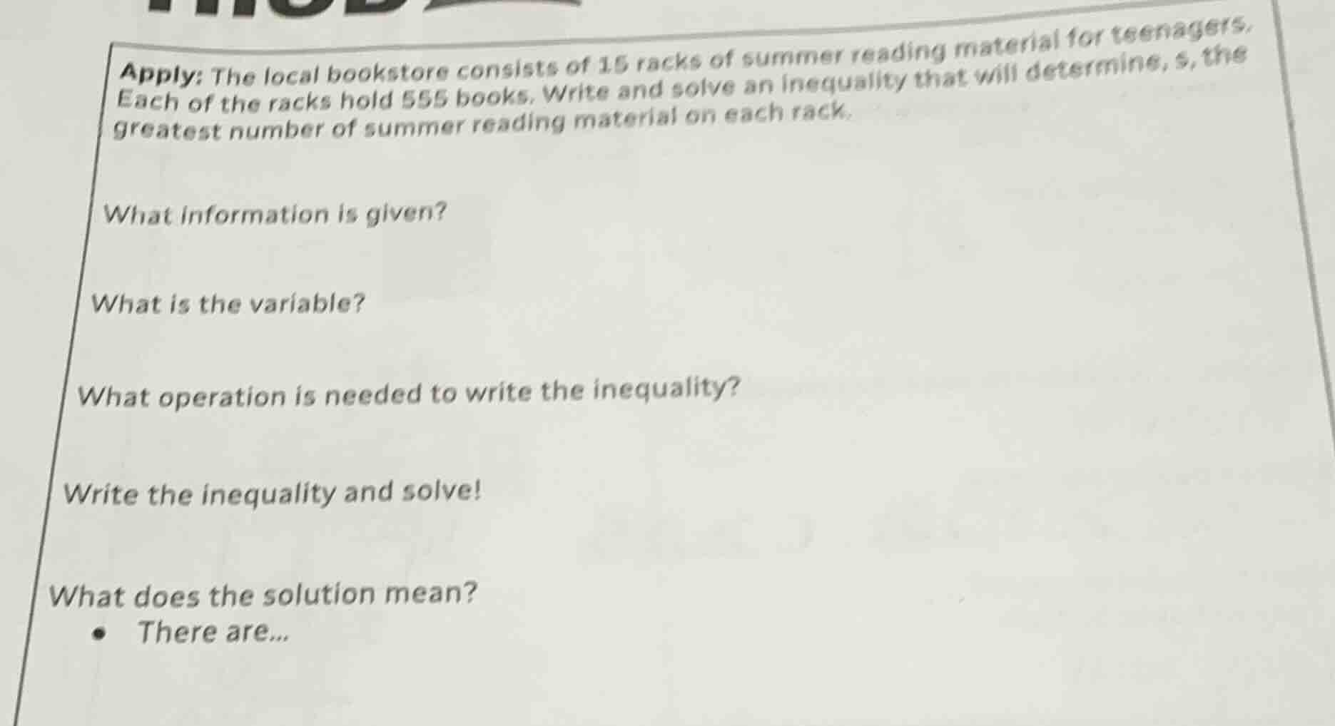 apply: the local bookstore consists of 15 racks of summer reading mater…