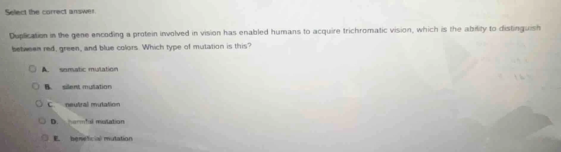 select the correct answer. duplication in the gene encoding a protein i…