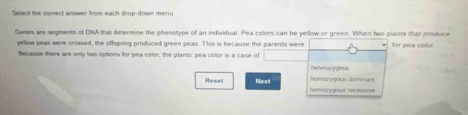 select the correct answer from each drop - down menu. genes are segment…