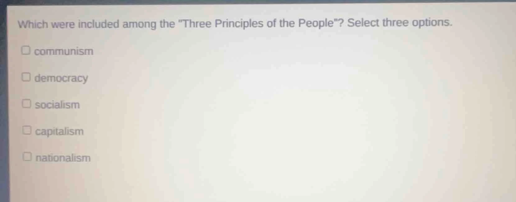 which were included among the \three principles of the people\? select …