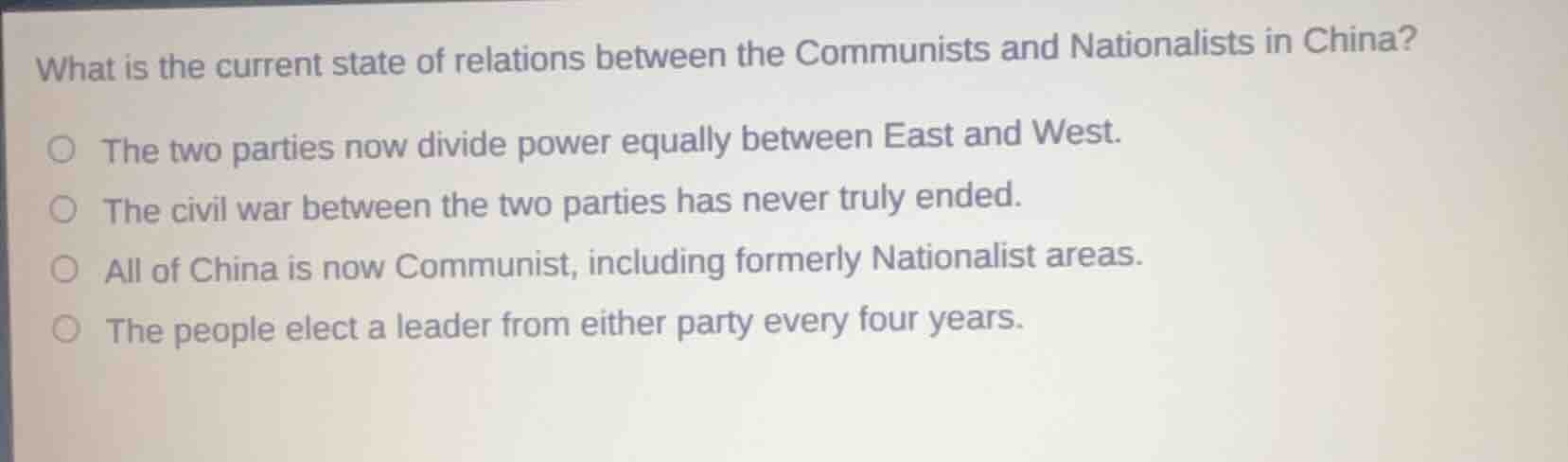what is the current state of relations between the communists and natio…