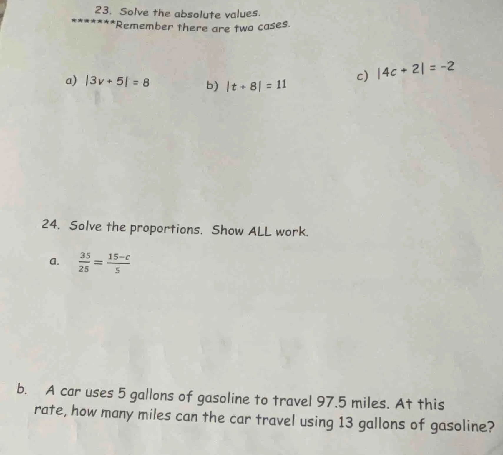 23. solve the absolute values. ******remember there are two cases. a) |…